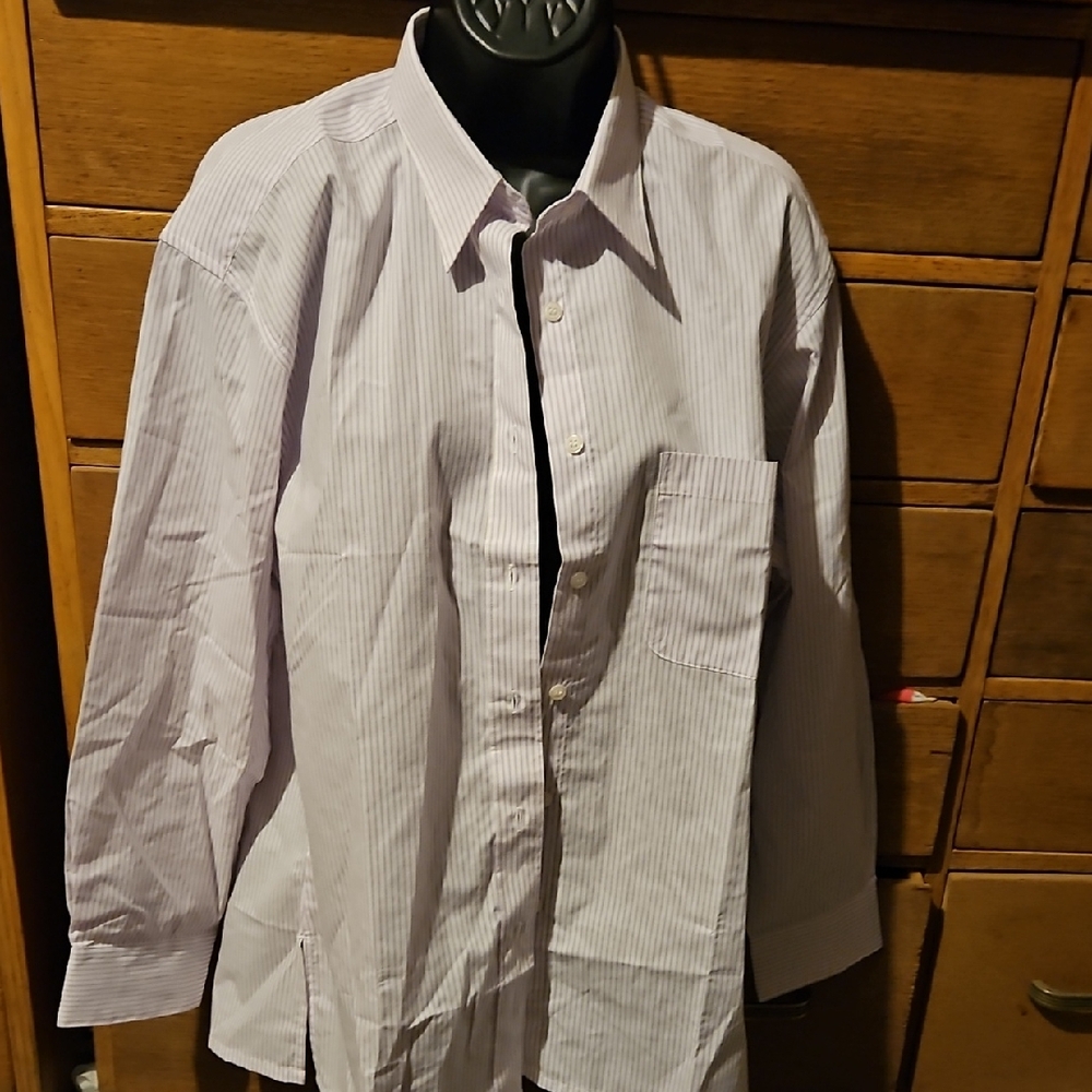 Classic Men's Striped Button Down Shirt - White and Gray